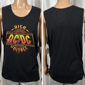 AC/DC Men's Small Black Yellow Retro High Voltage Tank Top Sleeveless T-Shirt